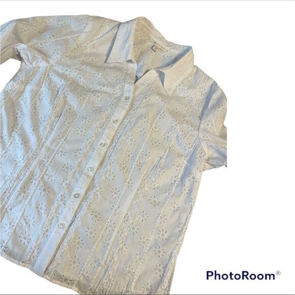 Vintage white flowered embroidered blouse -JM Collection - Picture 4 of 10